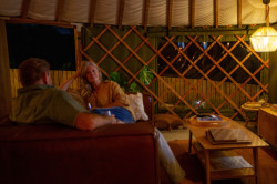 The Green Tent - Matakana Accommodation - Evening Indoors